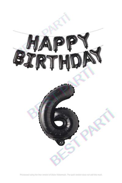 BEST PARTİ DOĞUM GÜNÜ PARTİ SÜSLERİ Happy Birthday Black Color Foil Balloon a...
