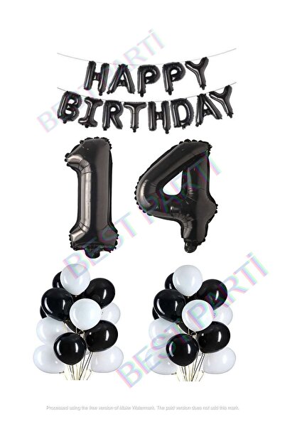 BEST PARTİ DOĞUM GÜNÜ PARTİ SÜSLERİ Happy Birthday Black Color Foil Balloon L...