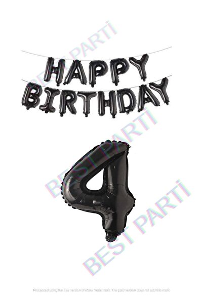 BEST PARTİ DOĞUM GÜNÜ PARTİ SÜSLERİ Happy Birthday Black Color Foil Balloon a...