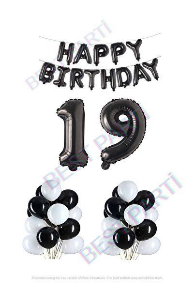 BEST PARTİ DOĞUM GÜNÜ PARTİ SÜSLERİ Happy Bırthday Siyah Renk Folyo Balon Lat...