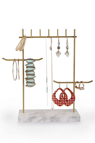 Everglow Accessories Premium Gold White Design Detailed Jewelry Stand