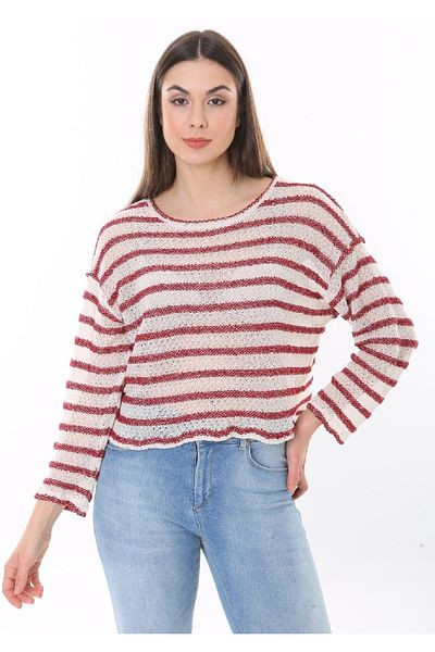 Rooted Women's Oversize Striped Long Sleeve Sweater