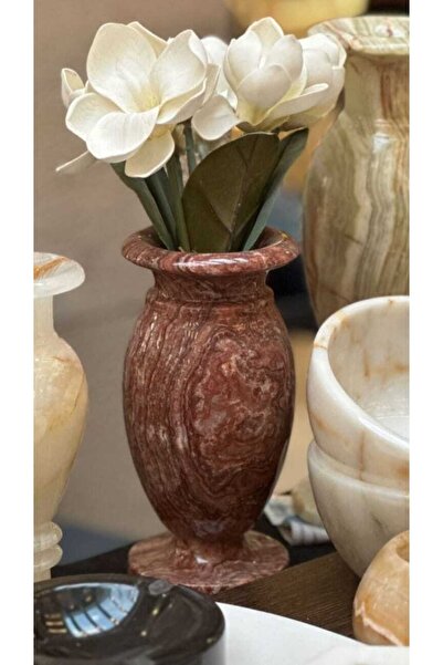 Sümeyra Marble Art Manolya - Bordo Mermer Vazo
