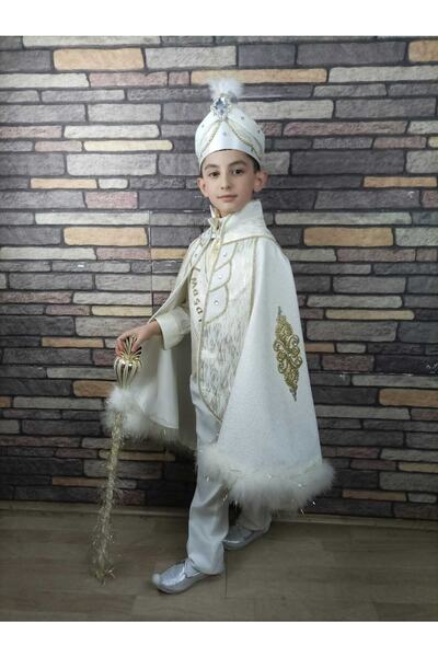 Başak Sünnet Sarayı (4-10 Yaş ) Krem Altın Pelerinli Lüx Sünnet Kıyafeti