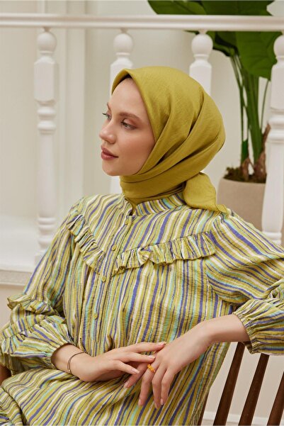 Şalland Plain Silk Viscose Scarf Series Oil Green