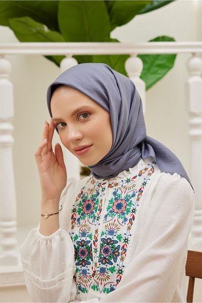 Şalland Plain Silk Viscose Scarf Series Anthracite