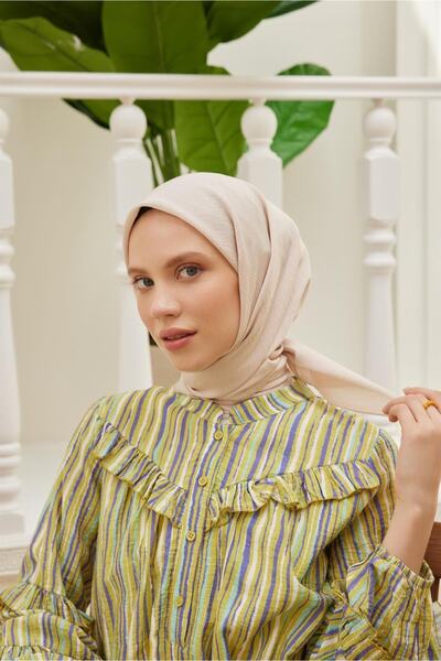 Şalland Σειρά μαντήλια από μεταξωτό βισκόζη Natural Beige