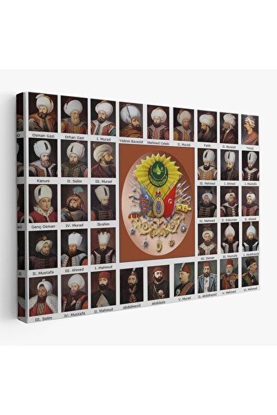 Harita Sepeti Osmanlı Padişahlarının Tümü Dekoratif Duvar Tablosu-6549