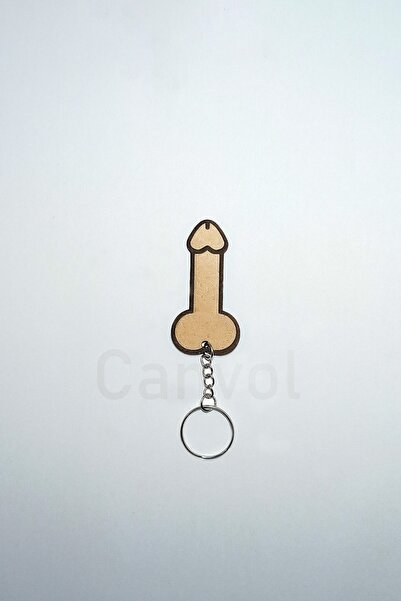 Alrahatla Penis Anahtarlık Ahşap Penis Şekilli Anahtarlık Model 3
