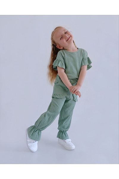 le petit sole Girl's Short Sleeve Eva Bottom-Top Set