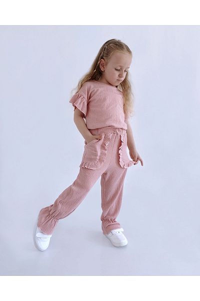 le petit sole Girl's Short Sleeve Eva Bottom-Top Set