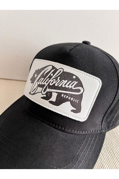 CosmoOutlet California Republic Adjustable Unisex Black Hat with Removable Logo