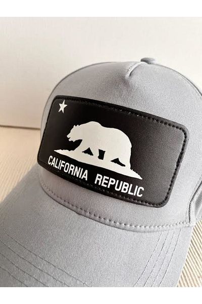 CosmoOutlet California Republic Adjustable Unisex Gray Hat with Removable Logo