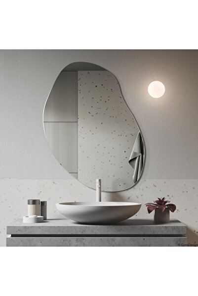 MKS Design 74x96cm Asimetrik Oval Boy Aynası | Lüx Antre Aynası | Makyaj Aynası | Salon Konsol Aynası