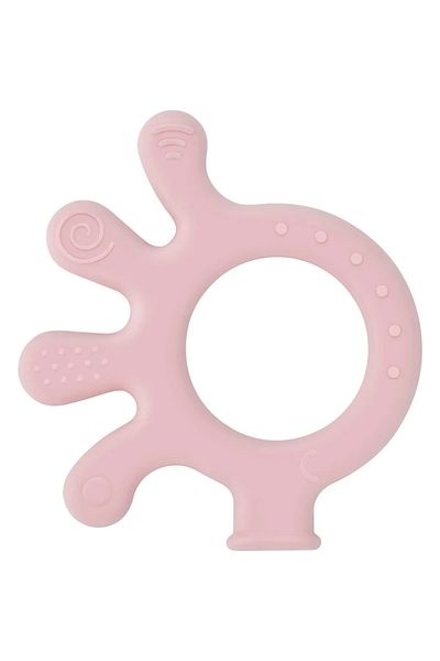 Babyjem طقم عضاضة للأسنان مكون من قطعتين، قفاز عضاضة، أخطبوط وردي