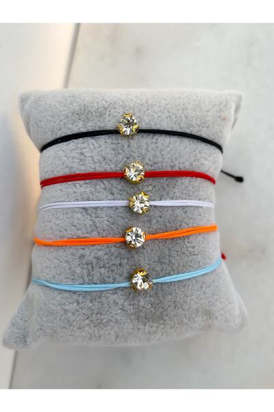 Lucky Designs Zircon Single Stone Adjustable White Rope Bracelet