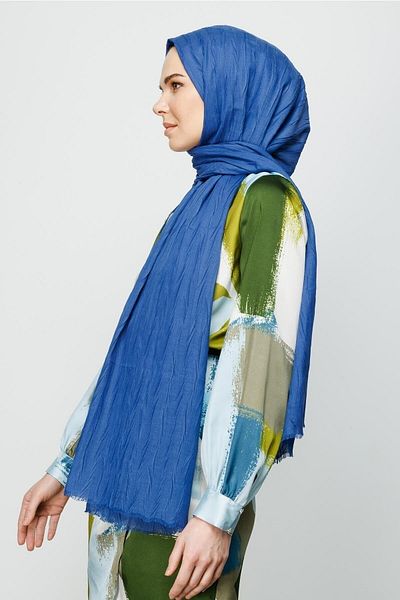 Mooncorn Σάλι Indigo πλισέ μπαμπού