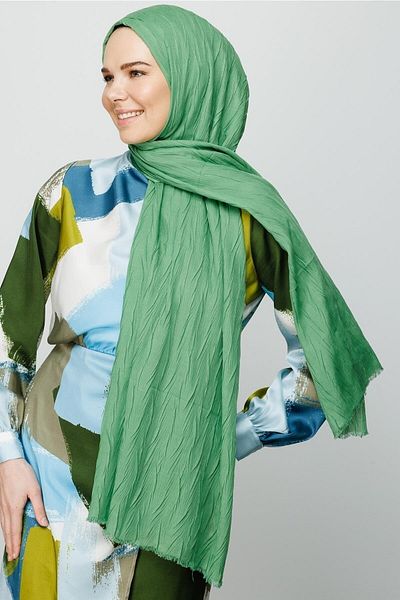 Mooncorn Σάλι μπαμπού με πλισέ Aqua Green