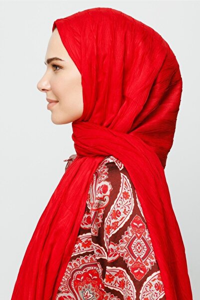 Mooncorn Red Pleated Bamboo Shawl