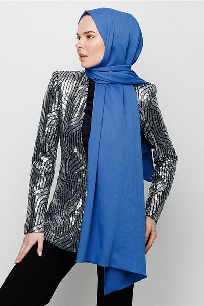 Mooncorn Şal de mătase Medina Blue Crinkle