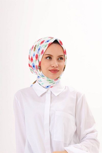 Mooncorn Γυναικείο Κόκκινο Φουλάρι Hijab με μοτίβο Efsun