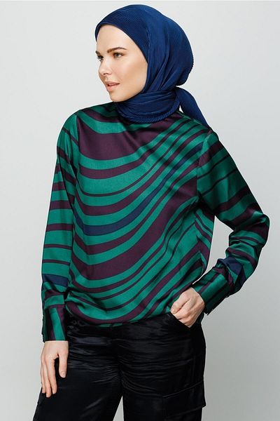 Mooncorn Φουλάρι Navy Blue Pleat
