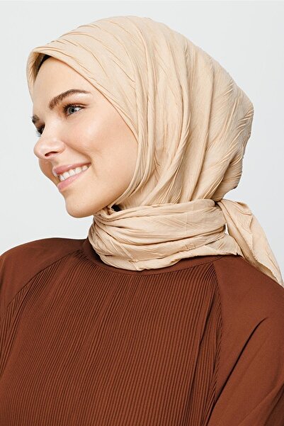 Mooncorn Φουλάρι από μπαμπού με πλισέ μπεζ άμμου