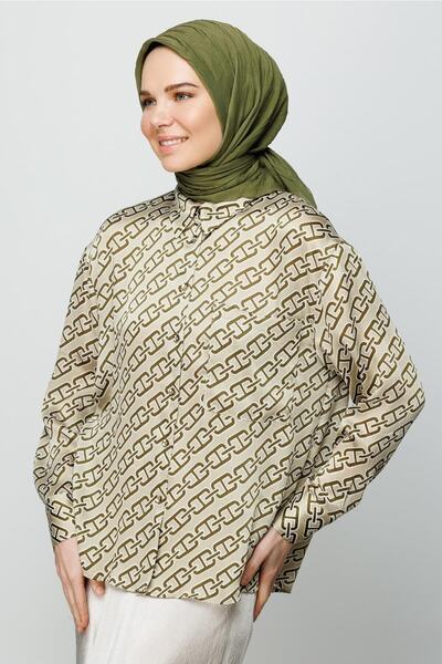 Mooncorn Χακί πλισέ μαντίλι μπαμπού