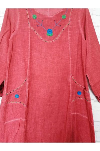 anne moda ankara Φόδρα, 100% βαμβακερό υφαντό, μακρυμάνικο, δύο τσέπες, ολόσωμο καλοκαίρι, μακρύ φόρεμα