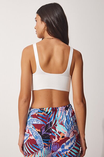 Happiness İstanbul Dámský bílý páskový úplet Bralette MC00193