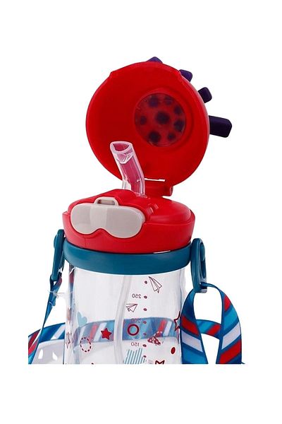 Rovco 320ml Fun Patterned Smart Straw with Straw and Strap Tritan Water Bottle
