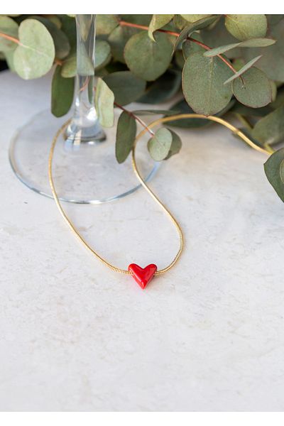 CHARMLUCKY Murano Glass Art Heart Necklace