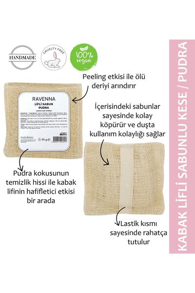 RAVENNA Doğal Kabak Lifli Keseli Pudra Sabun 100 gram