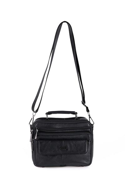 ÇÇS Black 31456 Men's Genuine Leather Shoulder Strap Handbag