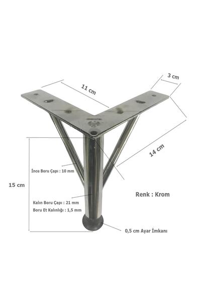 EYM 4 Bucăți Picior Agrafă Metal 15 Cm Crom Mobilier Picior Scaun