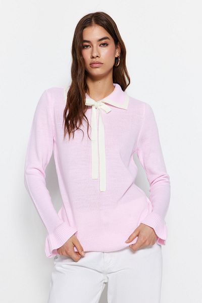 Trendyol Collection Púderblokk szalag részletes kötöttáru pulóver - TWOAW23KZ0039