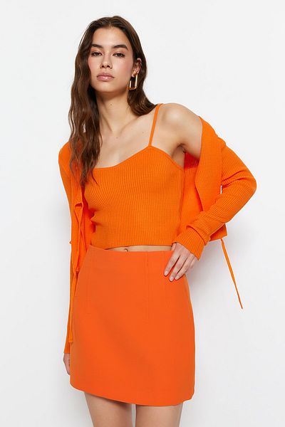 Trendyol Collection Помаранчева укорочена блузка Трикотажний комплект TWOSS21HI0002