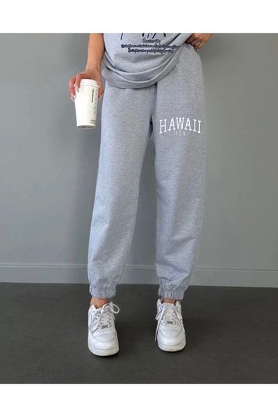 My Blog Φούτερ Jogger σε γκρι χαβανέζικο εμπριμέ