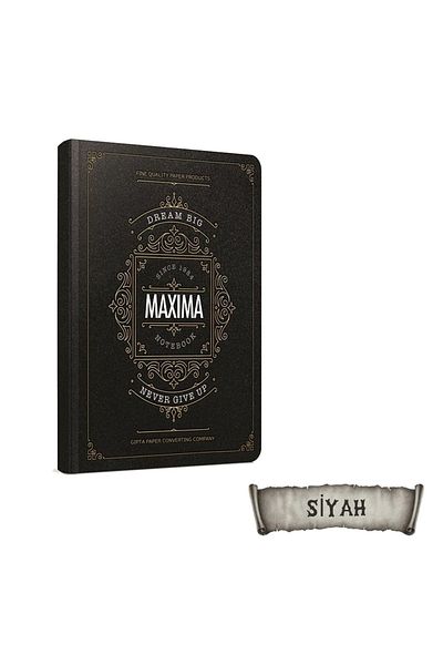 Gıpta Φύλλο Maxima 13x21 120 Μαύρο Σημειωματάριο χωρίς γραμμή - Ραμμένο με κορδόνι, σκληρό εξώφυλλο