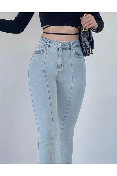 Geppetto Le Lis Jeans High Waist Lycra Flared Leg Front Slit Women's Jeans