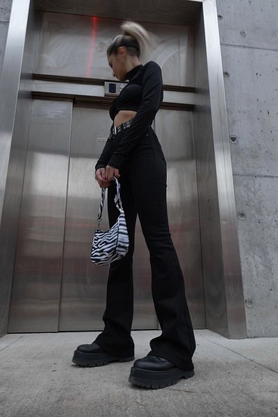Geppetto Monera Flare Leg Jeans Black Colorfast Extra Lycra High Waist Long Leg (collector)