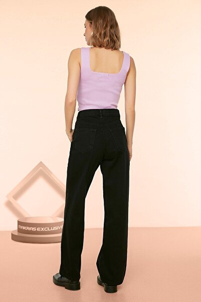 Geppetto Women's Casual Non-Fading Black Super High Waist 90's Wide Leg Comfort Lycra Palazzo Jeans