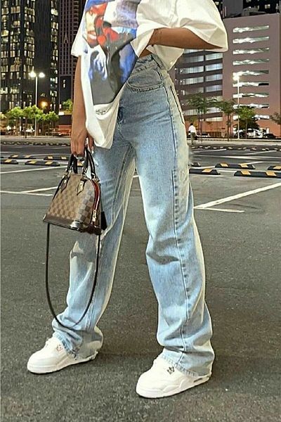 Geppetto Blugi casual cu spălare pe zăpadă Jean Ice Blue Snow Lycra Palazzo