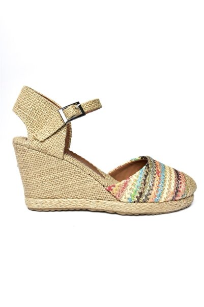 Fox Shoes P241612017 Colorful Straw Wedge Heeled Women's Shoes