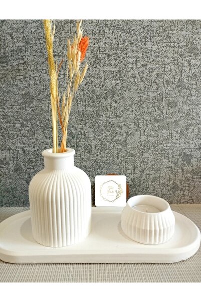 stone powder decorative Decorative Oval Tray Scandinavian Vase Tealight Candl...