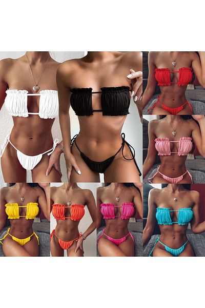 EZRA Σετ μπικίνι με κορδόνια Brazilian Model Gathered