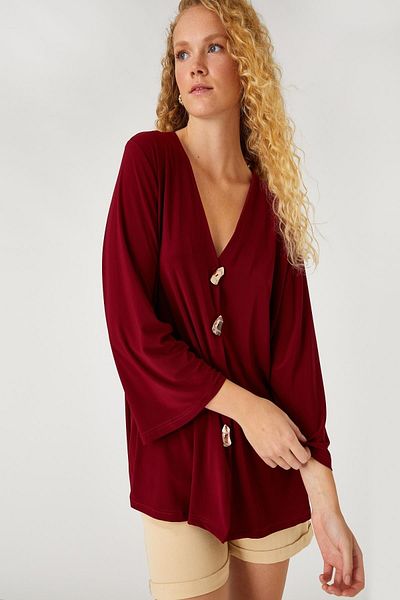 Koton Damen-T-Shirt in Weinrot 9YAF10699GK