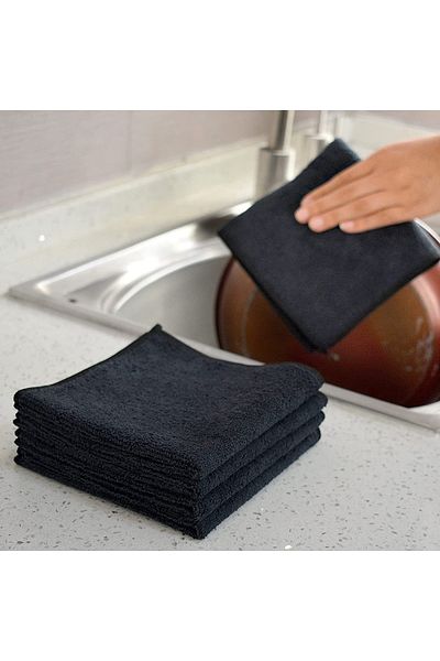 MissClean (3 Pieces) Diamond Series Special Black Color Microfiber General Cleaning Cloth 40*40 Cm