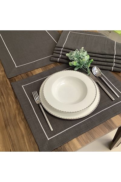 OYA home Anthracite American Service with Runner (6) & Runner (1) Set - Total 7 Pieces