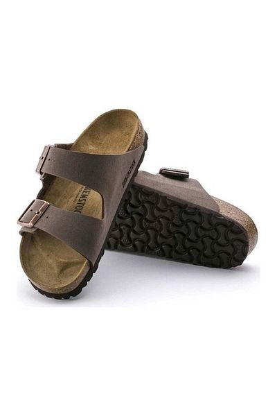 Birkenstock Unisex Arizona Bf Mocha Brown Slippers - Double Buckle Design
